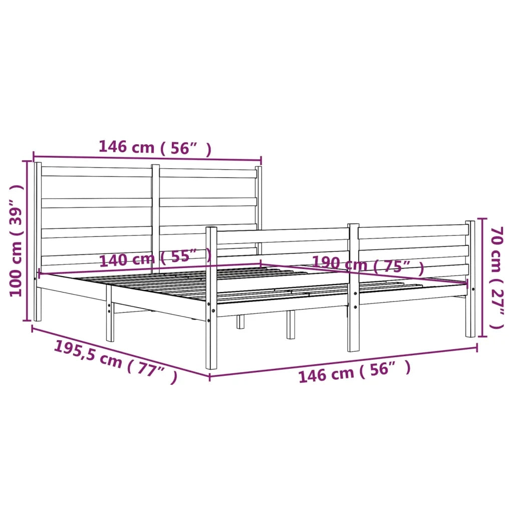 Giroletto-Struttura Letto in Legno Massello di Pino 140x190 cm 226912