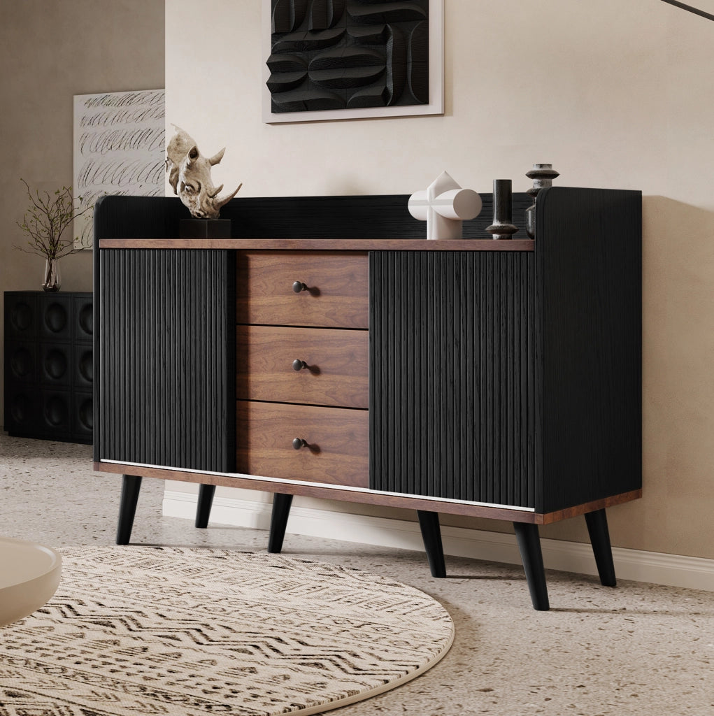 Sideboard con 3 cassetti e porte scorrevoli; 117;5x40x80 cm; nero