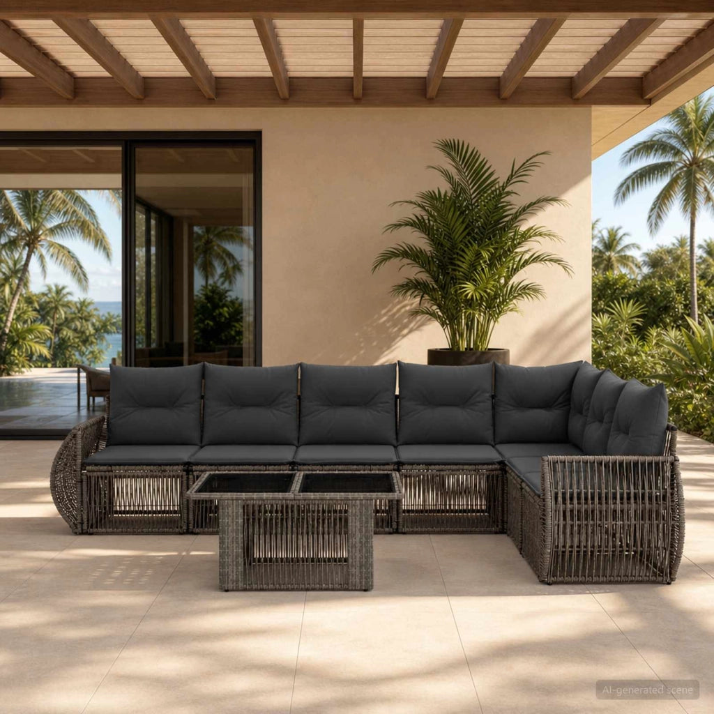 Set Divano da Giardino 8 pz Grigio e Grigio Scuro polyrattan 3436949