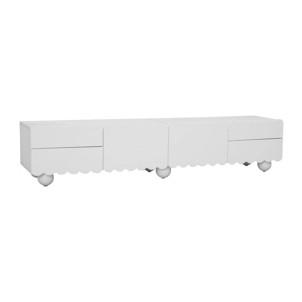 Mobile TV bianco moderno con ante e cassetti, 175 x 38 x 37 cm