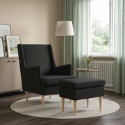 Poltrona con Ottomano 2 pz Nero Tessuto 3418813