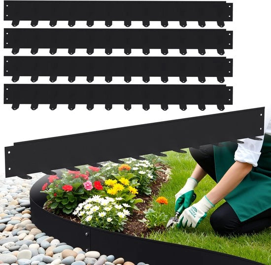 Set di bordi per giardino in metallo robusto da 5 pezzi (100cm x 5cm) - bordo per prato di 5m con 60 punte per terra