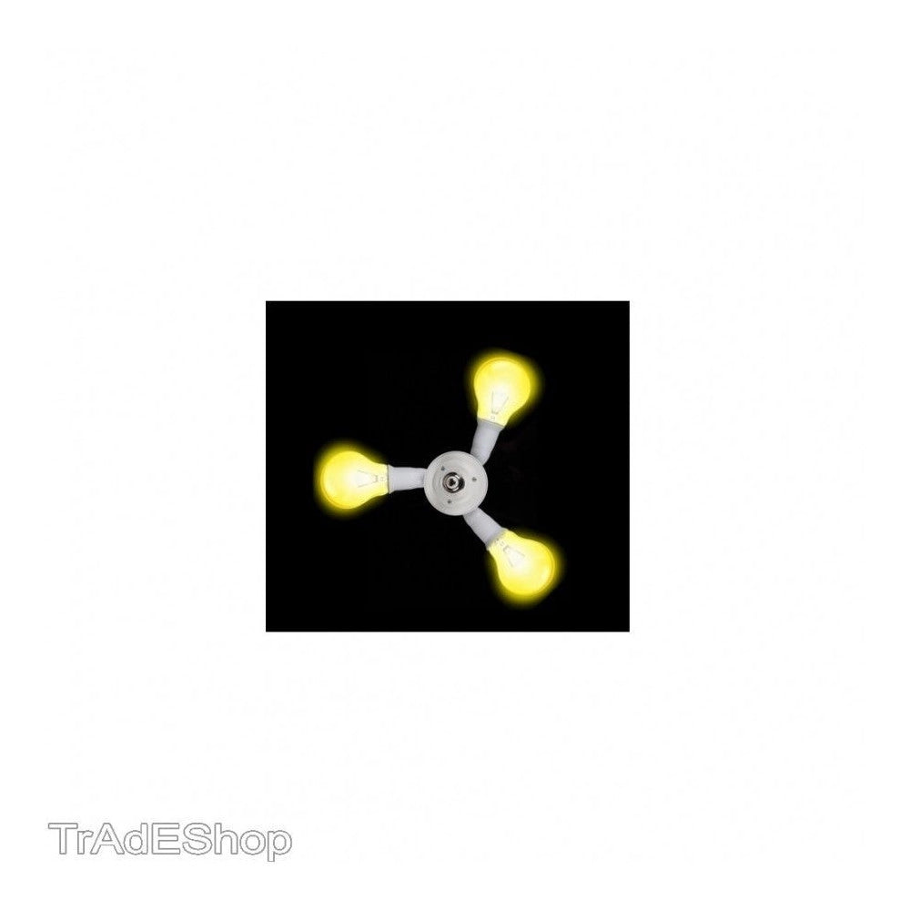 Trade Shop - Portalampada Sdoppiatore E27 Adattatore Con 3 Ingressi Attacco Lampadina 3 In 1 -
