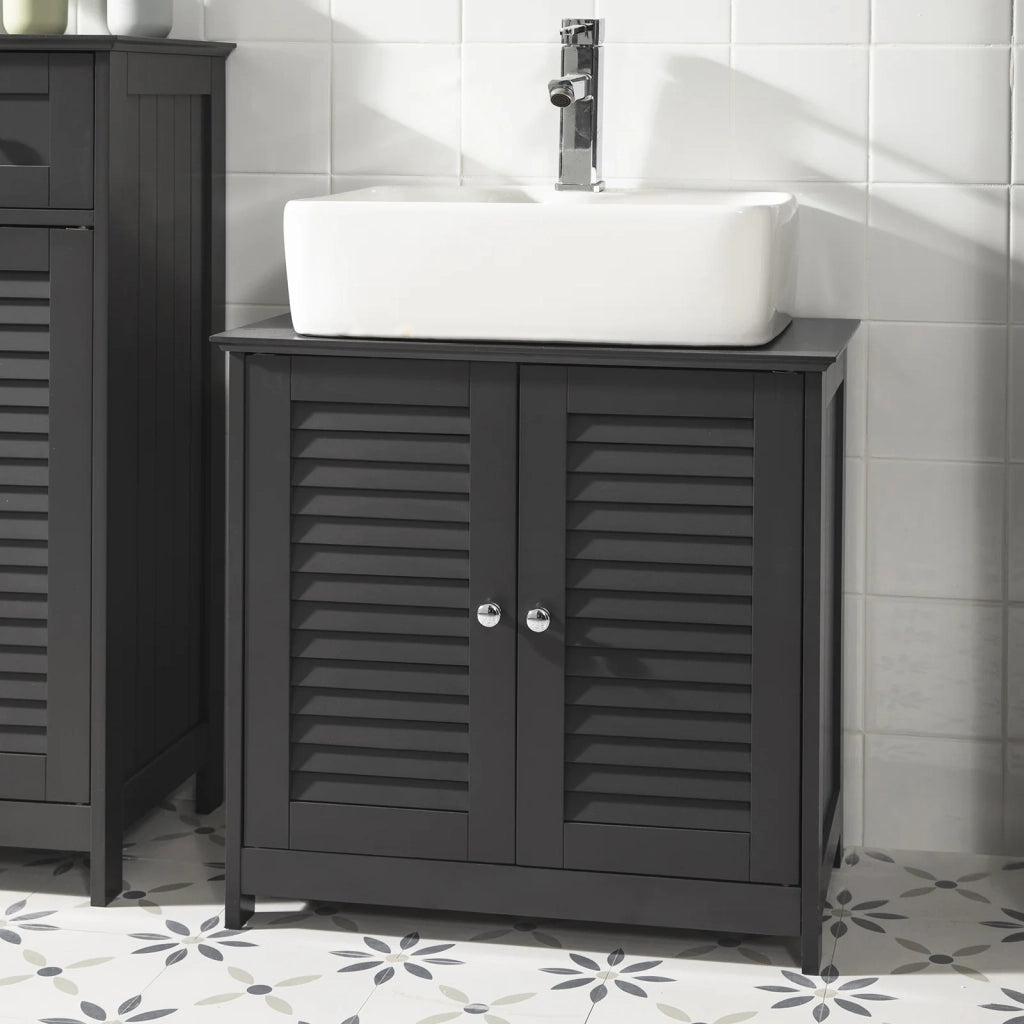 Mobiletto Bagno Cassettiera Bagno Armadietto Bagno Mobile Sottolavabo per Bagno Grigio FRG237-DG
