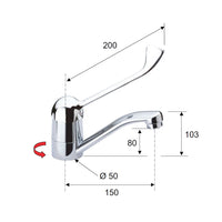 Rubinetto lavabo o lavello con leva clinica e bocca girevole remer - serie kiss