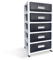 Tavolo di Deposito - Plastica - Ruote - 5 Cassetti - Dimensioni Grandi