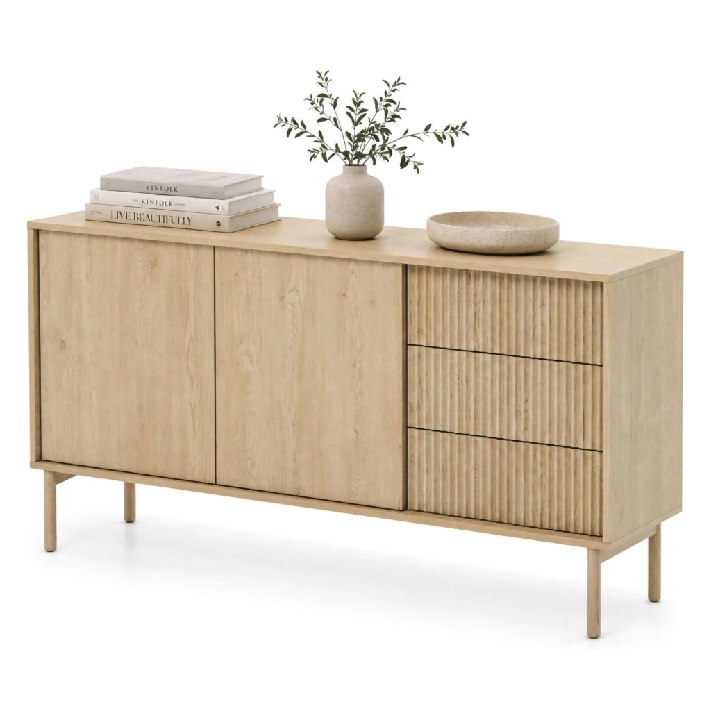 Madia Havazami, Credenza 3 Cassetti, 154x40x80h cm Marrone Rovere