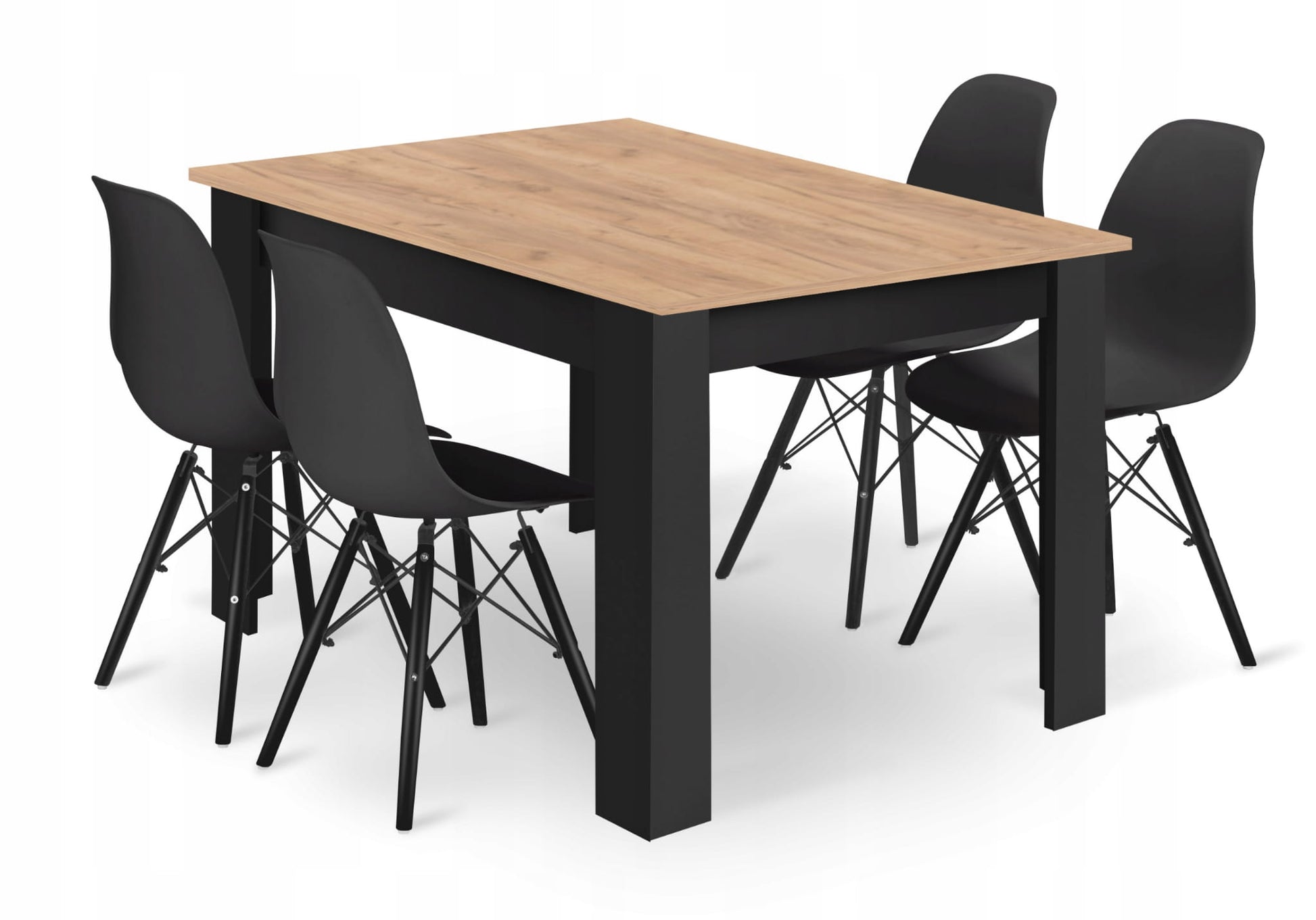 Valora SET TAVOLO RETTANGOLARE 120X80 CRAFT + 4 SEDIE OSAKA Nero x4