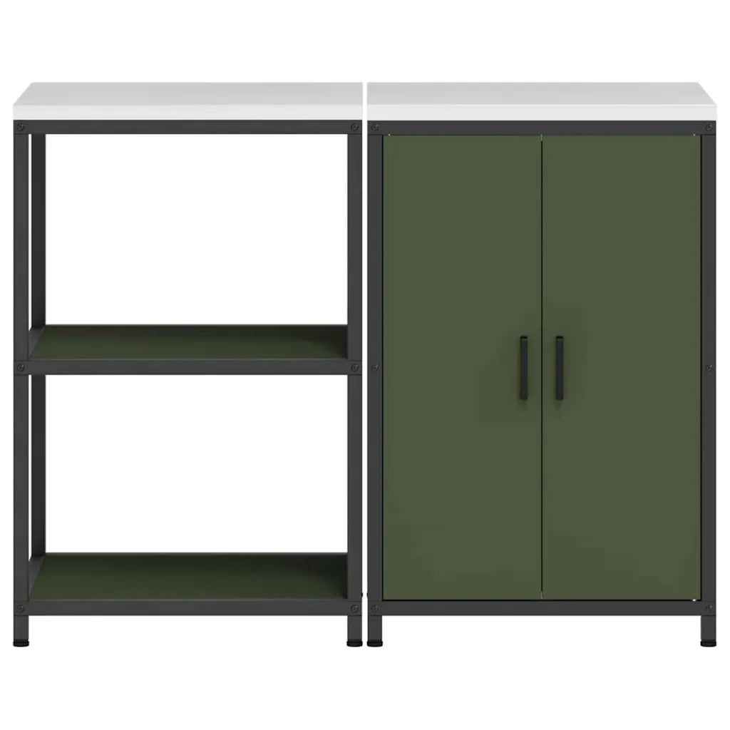 Set di Stoccaggio per Cucina con lo scaffale 2 pcs Verde oliva 3392690