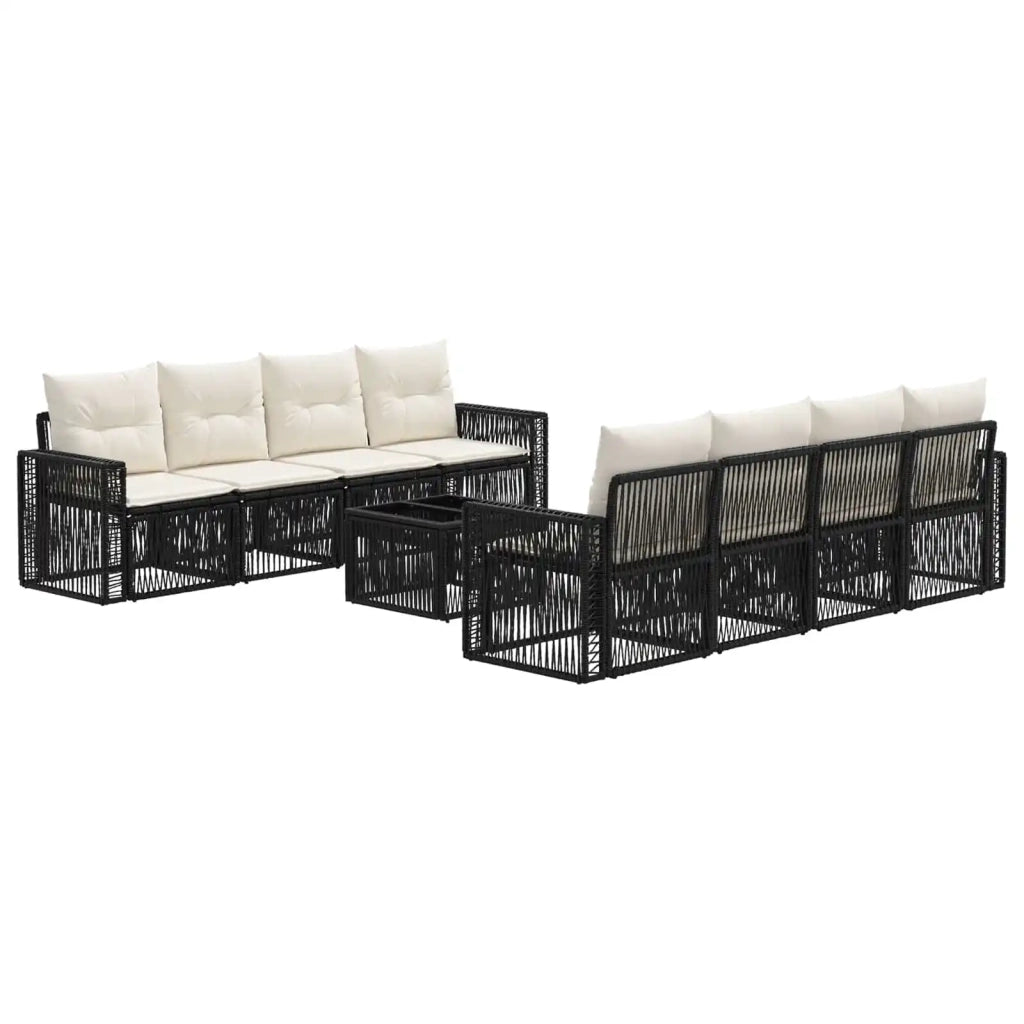 Set Divano da Giardino 9 pz Nero polyrattan 3435067