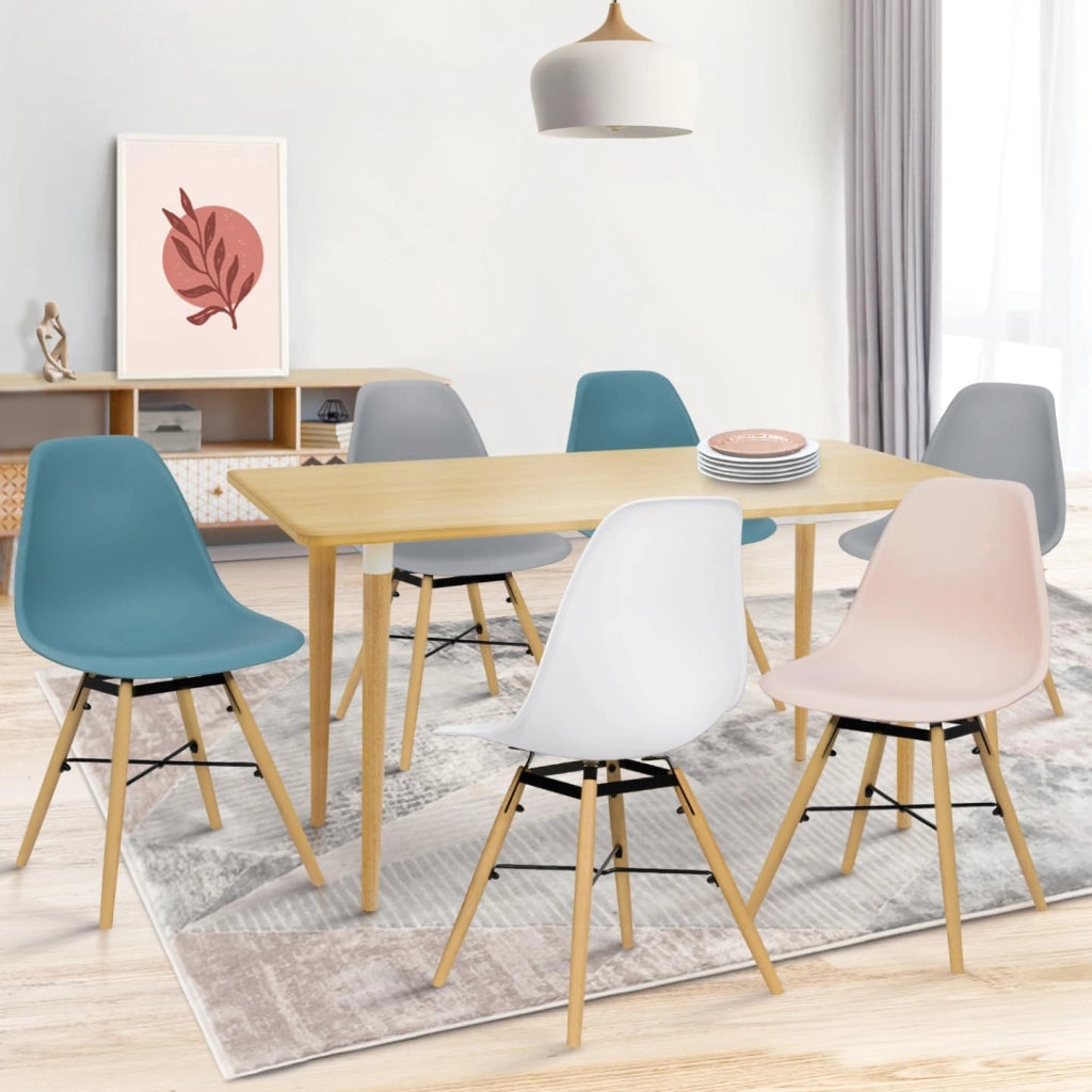 Set di 6 sedie SANDRA mix di rosa pastello, bianco, grigio chiaro X2, blu X2