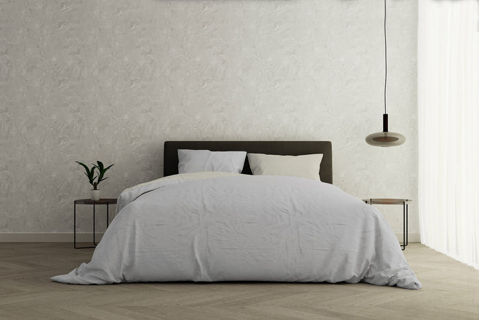 Copripiumino Singolo con Sacco e Federe Doubleface Grigio Chiaro/Panna