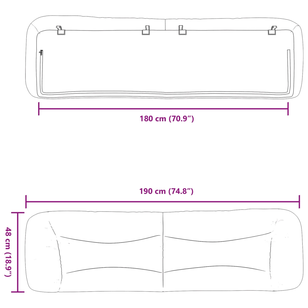 Cuscino Testiera Hvar Bianco 180 cm in Similpelle CFW6086427
