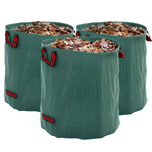 Set 3 Sacchi per Rifiuti da Giardino Ø67x76 cm da 272 L Richiudibili e Riutilizzabili Verde