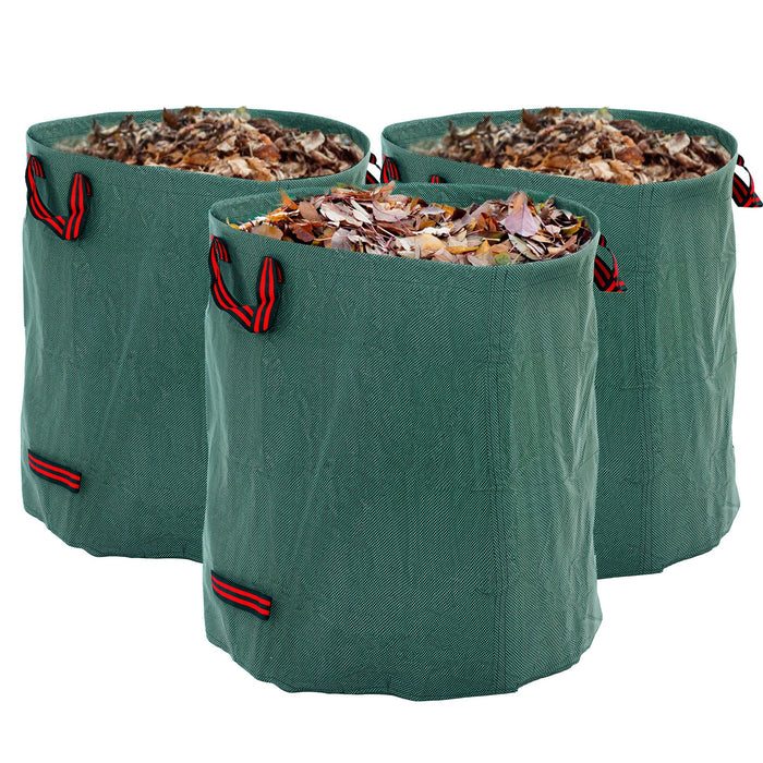 Set 3 Sacchi per Rifiuti da Giardino Ø67x76 cm da 272 L Richiudibili e Riutilizzabili Verde