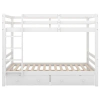 Letto a castello per bambini 6+ anni, 140x200 cm, con 2 cassetti, senza materasso, Bianco