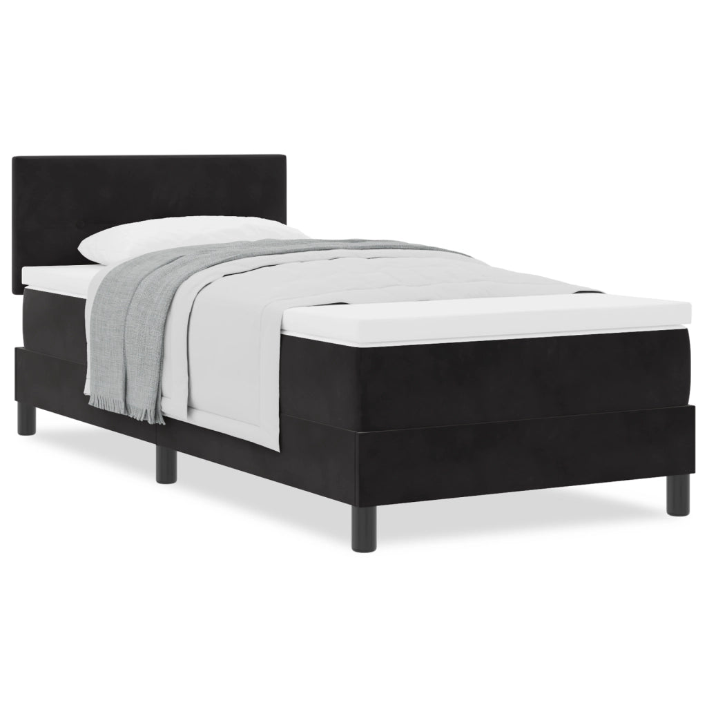 Letto con rete a molle e materasso Nero Singolo Velluto