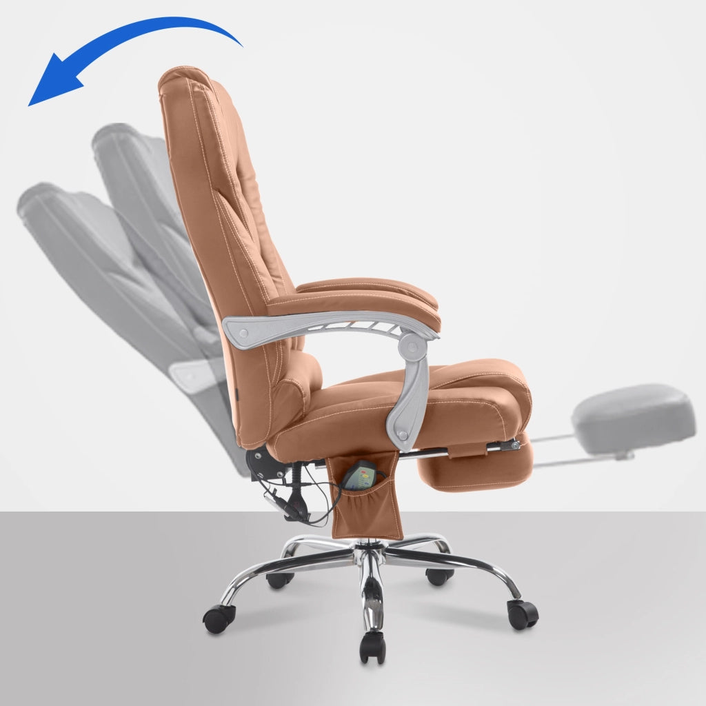 Sedia da ufficio Pacific con funzione massaggio in similpelle marrone chiaro