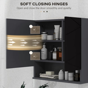 Specchio Armadietto da Bagno Pensile 2 Ante 55x17x55 cm in Legno Nero