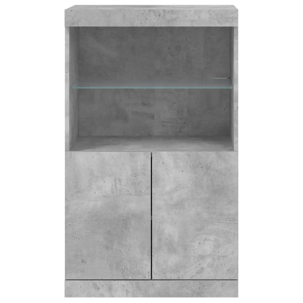 Credenza | Madia | Buffet da pranzo | Armadio da pranzo con Luci LED Grigio Cemento 60,5x37x100 cm
