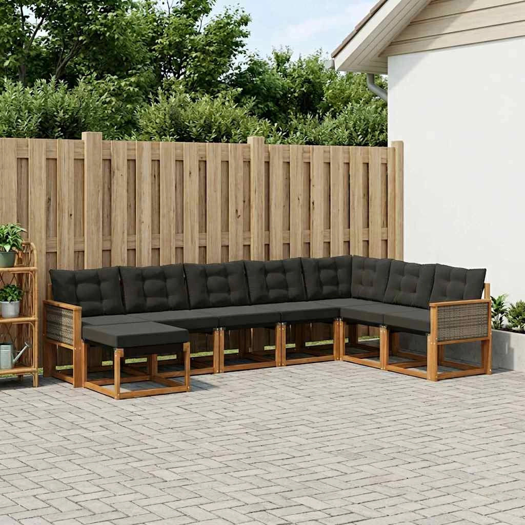 Set di divani da esterno 8 pz Naturale e Nero 3382140