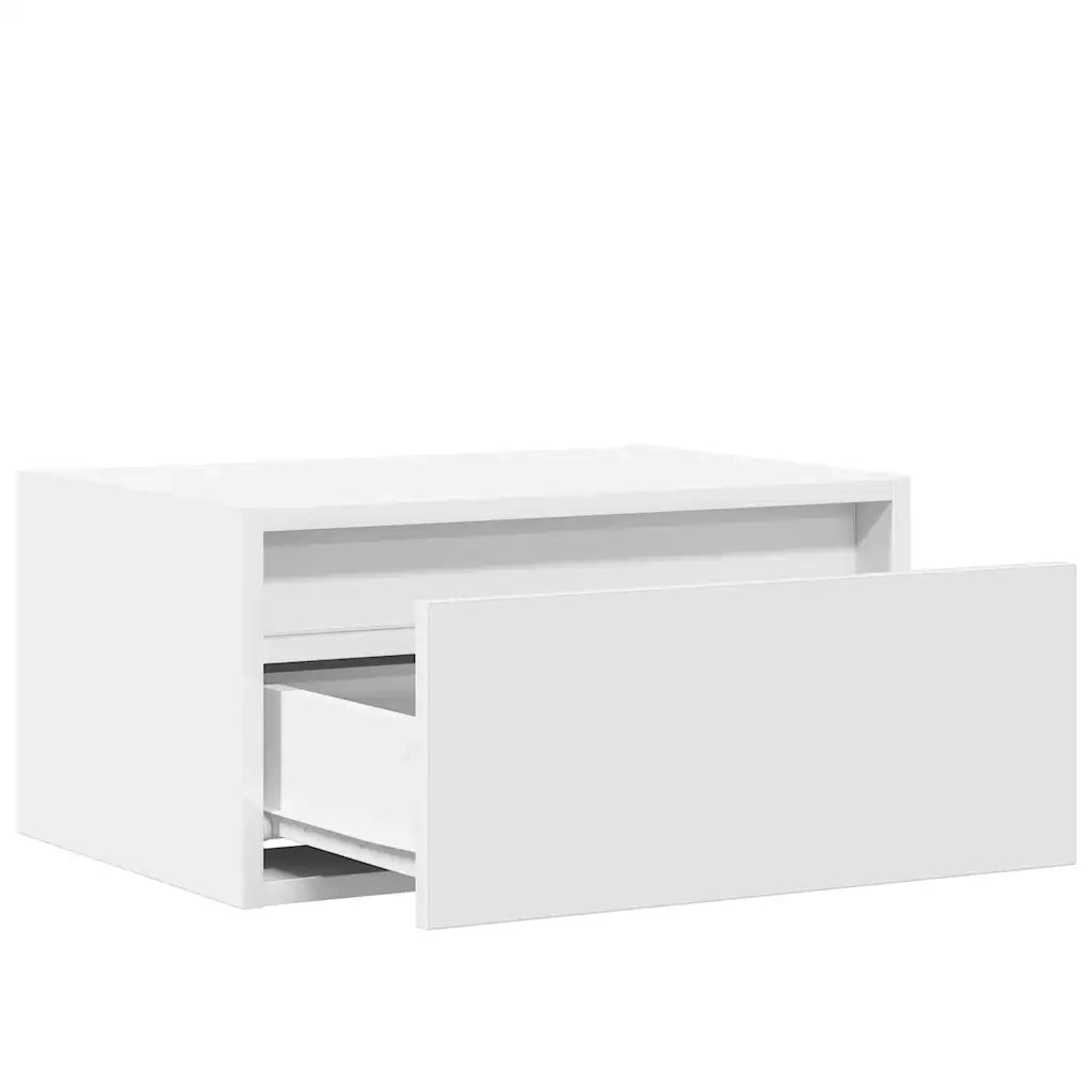 Comodini a Parete con Luci LED 2 pz Bianchi 860212