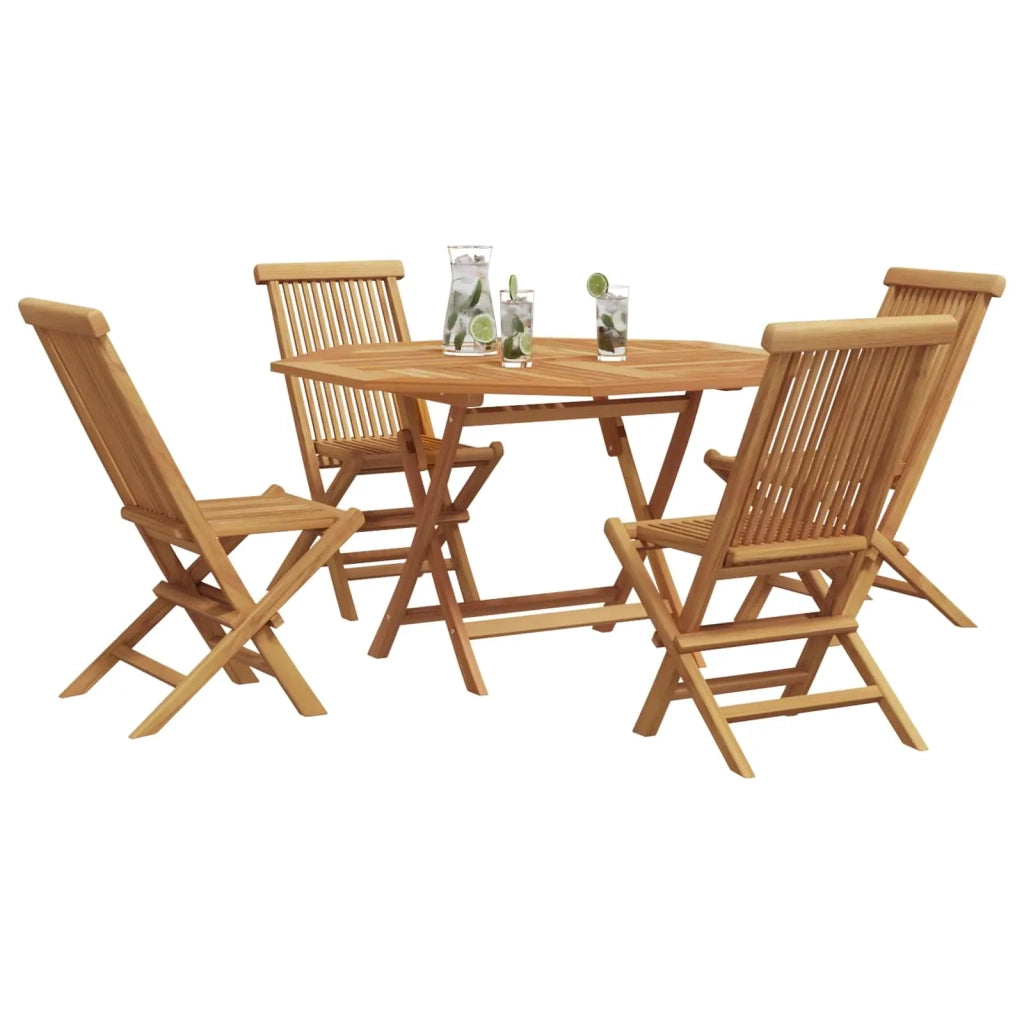Set da Pranzo per Giardino 5 pcs Marrone Legno di teak solido 3385969