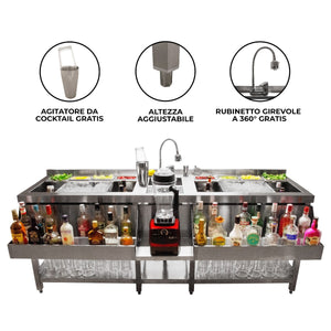 Bancone Barman Smontabile Portatile Banco da Bar Postazione Barman 120 cm