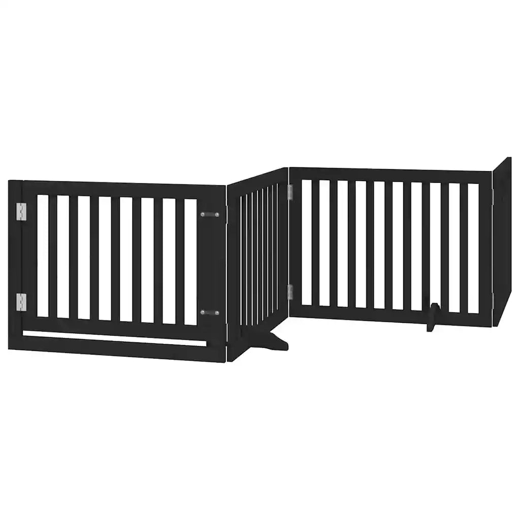 Cancello per Cani Porta Pieghevole Nero 6 Pannelli 480cm Pioppo CFW9989096
