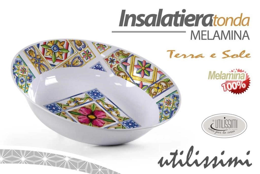 Insalatiera Ciotola Tonda in Melamina Decoro Terra e Sole 33 cm