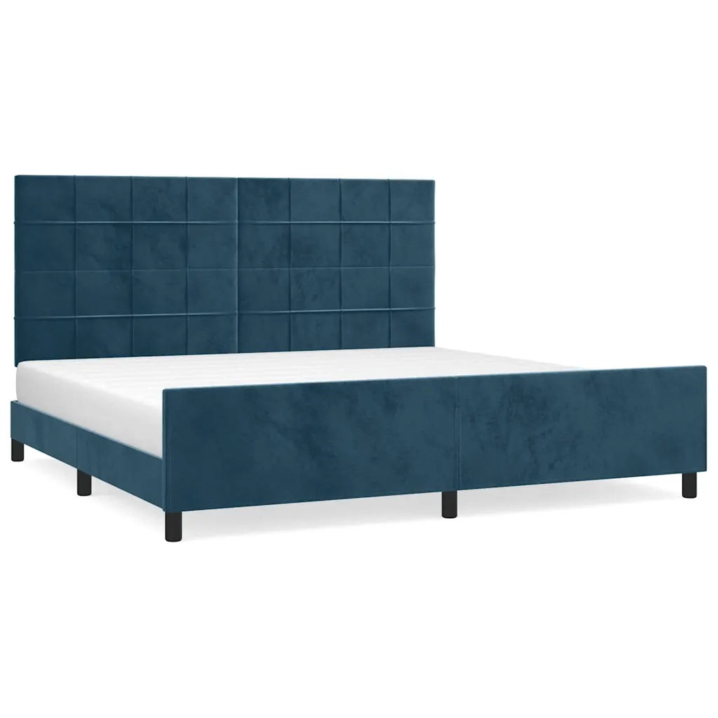 Giroletto senza Materasso Blu Scuro 200x200 cm in Velluto