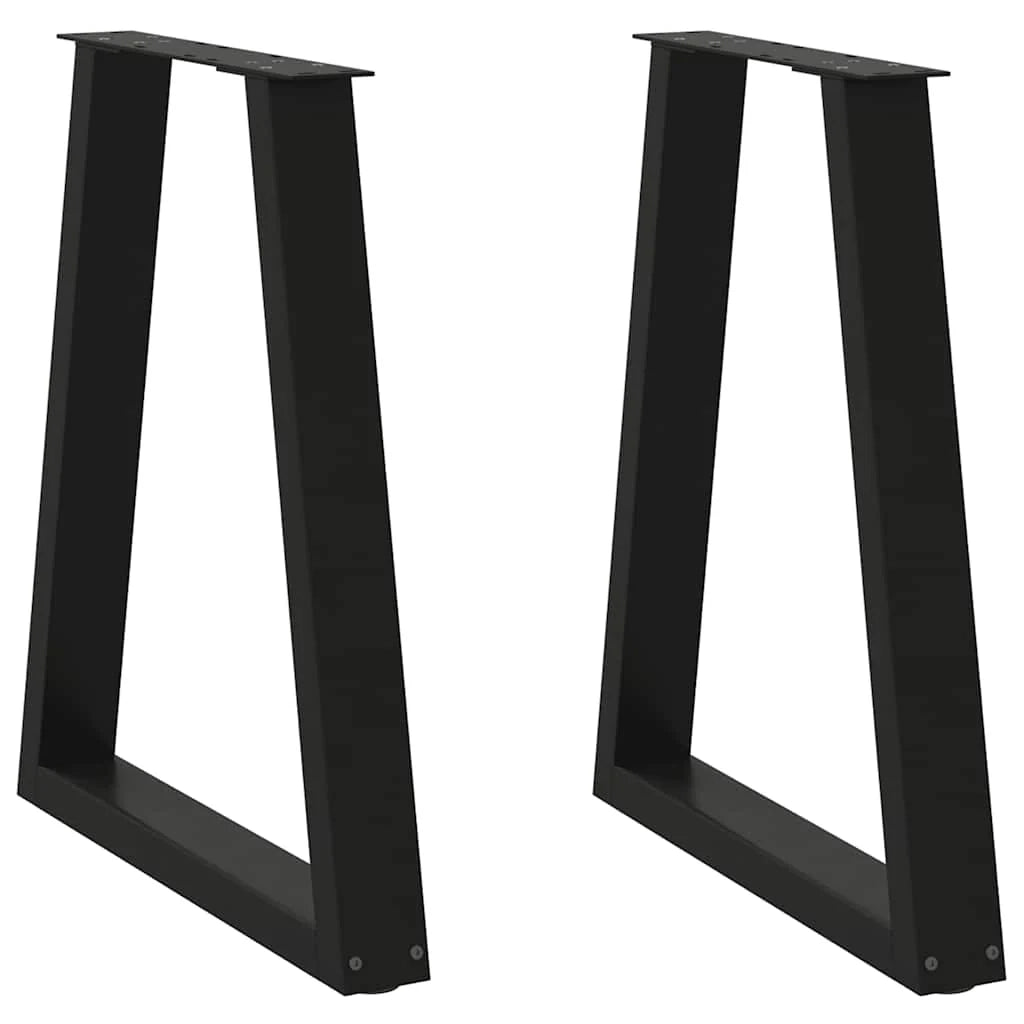 Set di 2 gambe per tavolo da pranzo a forma di V 50 x 73 cm con regolazione dell'altezza design moderno acciaio nero 02_0056855