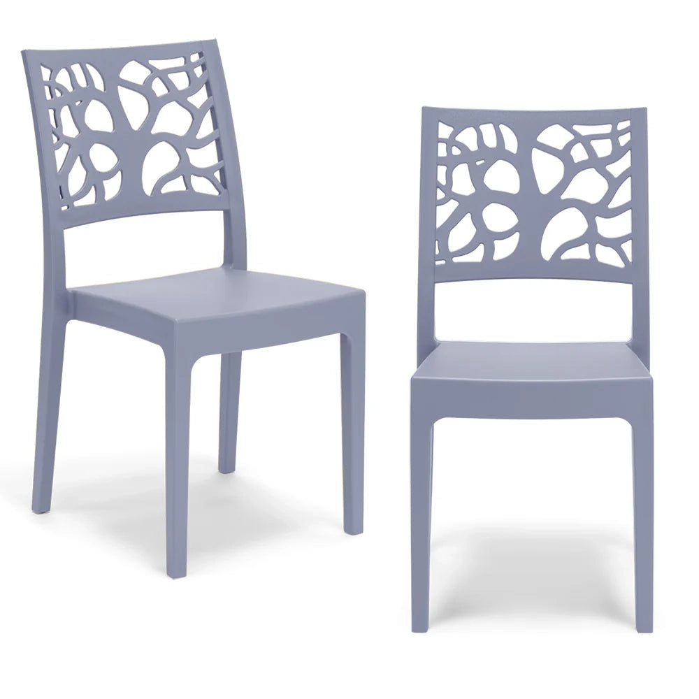 Set 2 sedie in polipropilene TETI, impilabile, resistente ai raggi UV, design moderno, ideale per sala da pranzo, cucina, sala d’attesa, bar, ristoranti o giardino, colore Avio