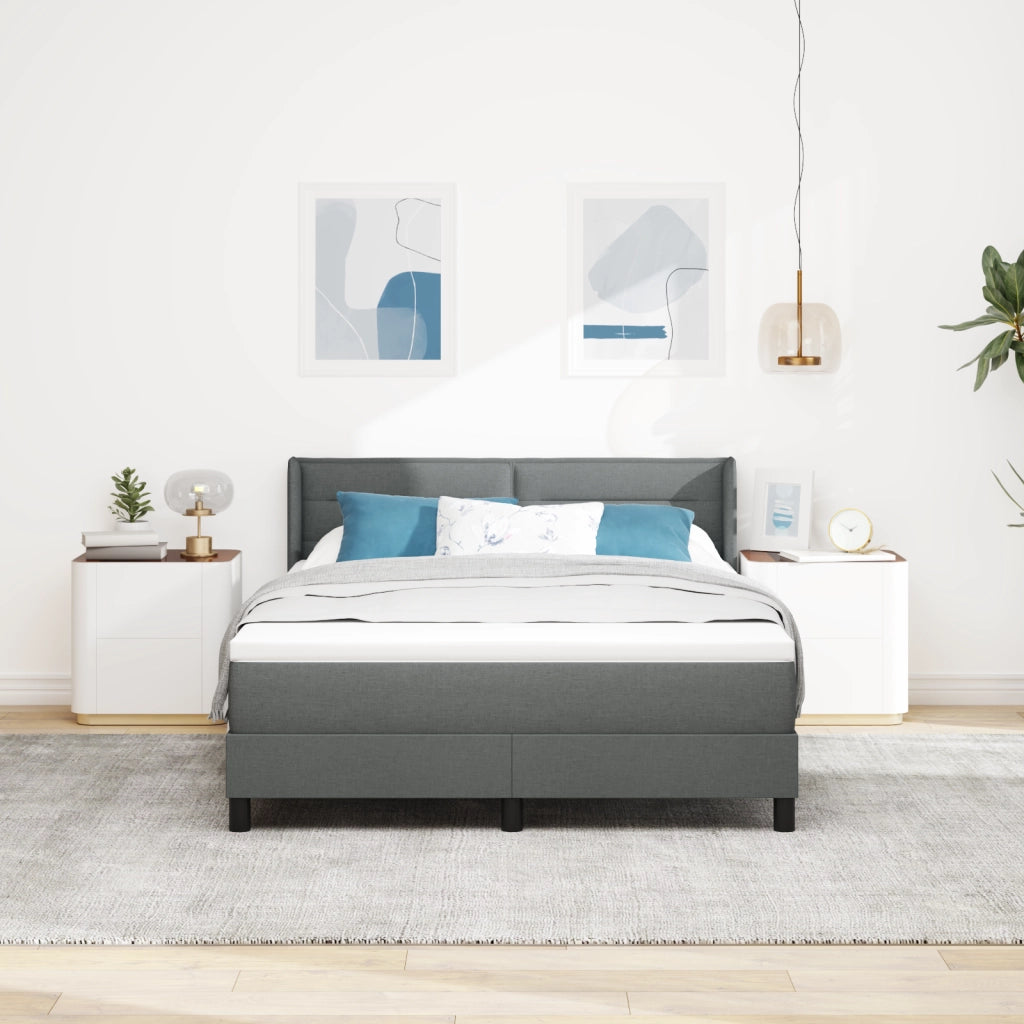 Letto Box Spring  con Materasso Grigio Scuro 140x190 cm Tessuto