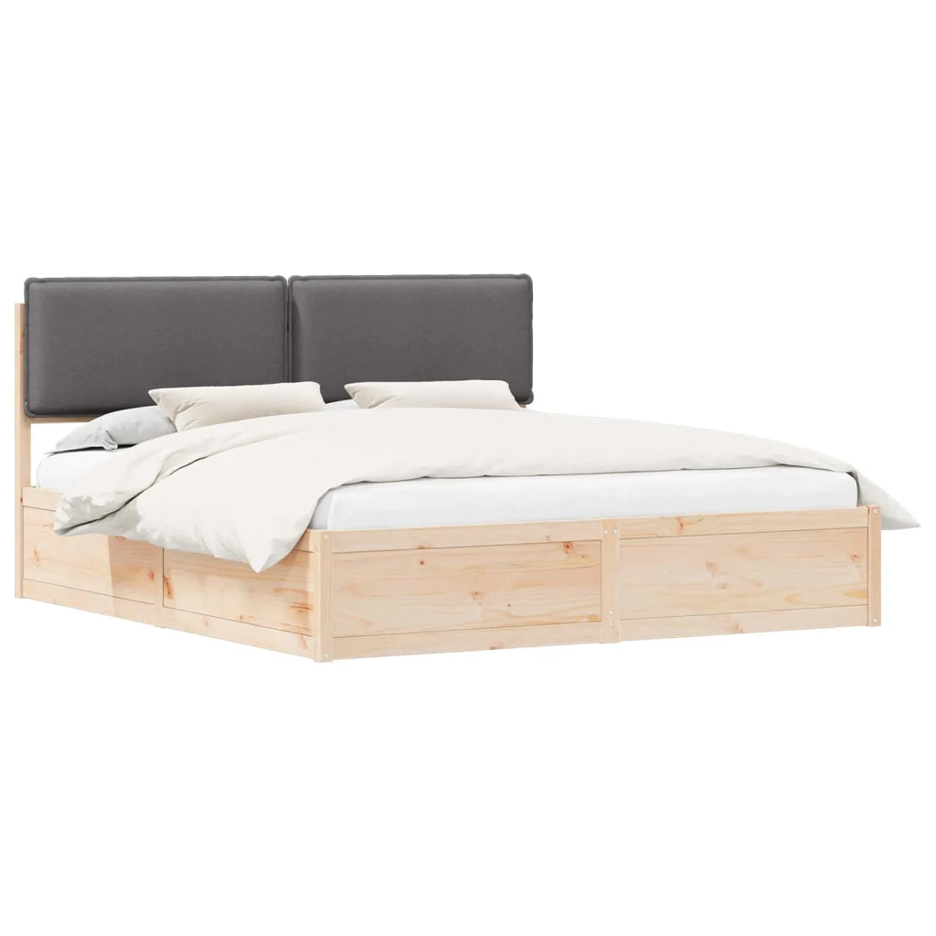 Letto con Testiera Rivestita Grigio scuro 200 x 200 cm