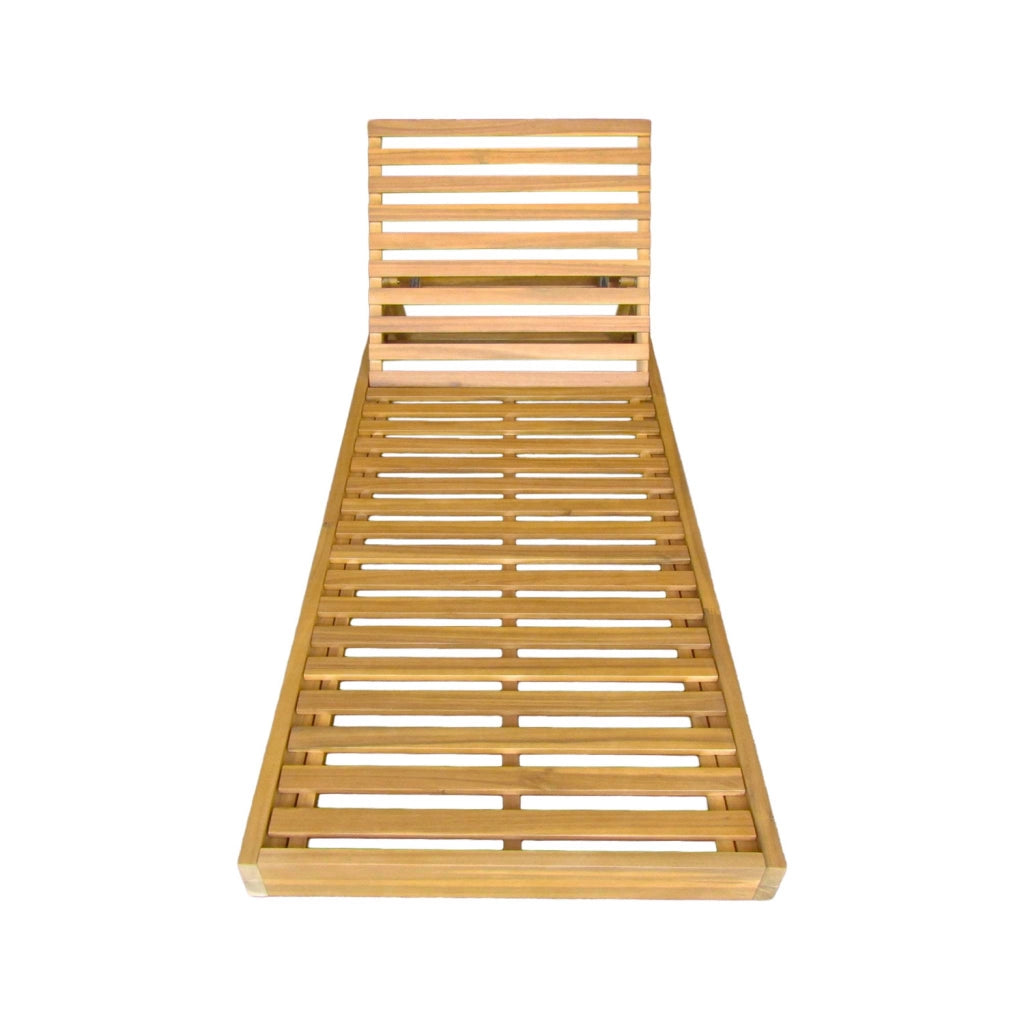Set 2 lettini prendisole in acacia e poliestere multiposizione, beige