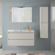 Mobile bagno sospeso 100 cm rovere bianco con pensile H 125 Nadia