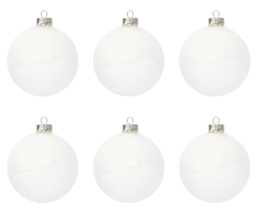 Palle di Natale Vetro Bianche Moderne per Albero Addobbi Decorazioni Natalizie Diametro: 80 mm