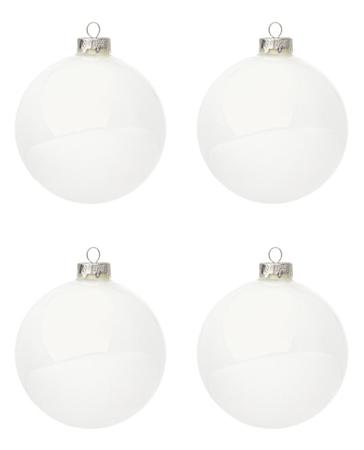 Palle di Natale Vetro Bianche Moderne per Albero Addobbi Decorazioni Natalizie Diametro: 60 mm