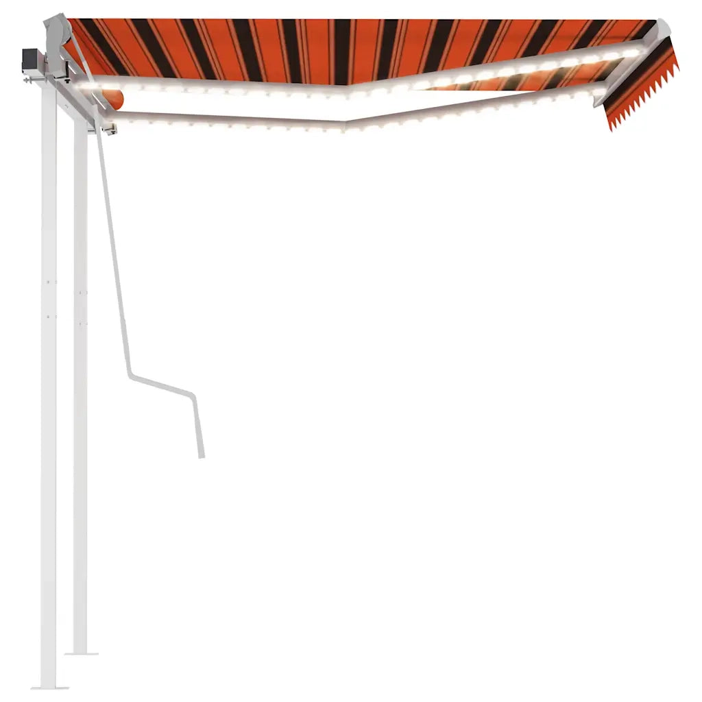 vidaXL Tenda Retrattile Manuale con LED 3,5x2,5m Arancione e Marrone
