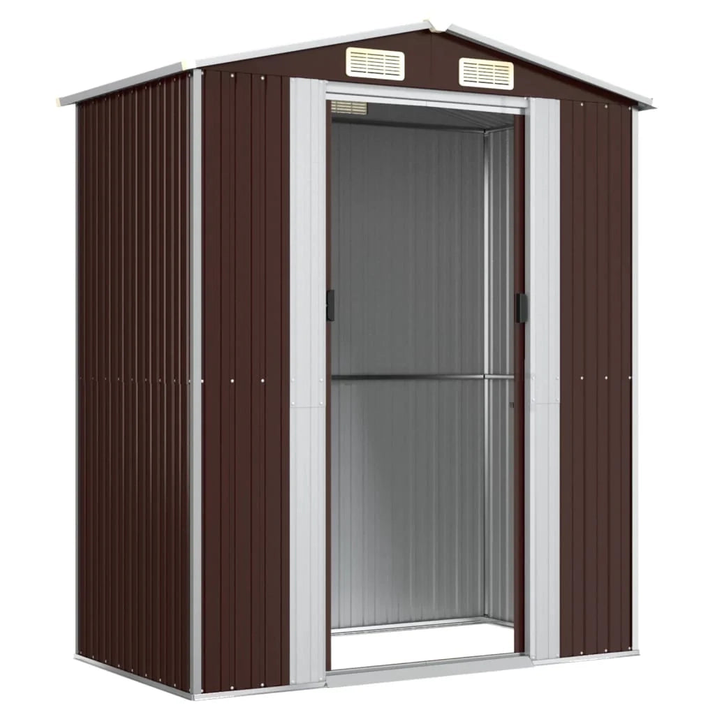 Casetta da giardino cabina ripostiglio capanno da esterno capanno per attrezzi robusta scura 192 x 108 x 223 cm acciaio zincato marrone 02_0022316