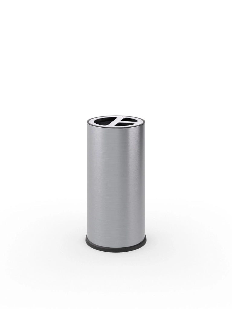 Pattumiera a Bidone Ø 35x71 cm 3 Scomparto Totale 70 L in Acciaio Inox Satinato