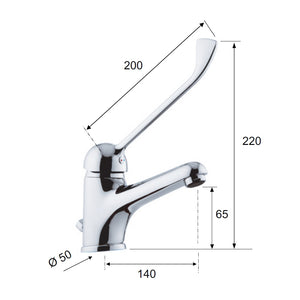 Rubinetto lavabo con bocca lunga e leva clinica remer - serie kiss