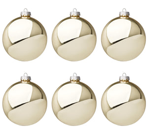 Palle di Natale in Vetro Oro Chiaro Lucido per Albero Addobbi Ø 60 80 100 mm Dimensioni: 80 mm