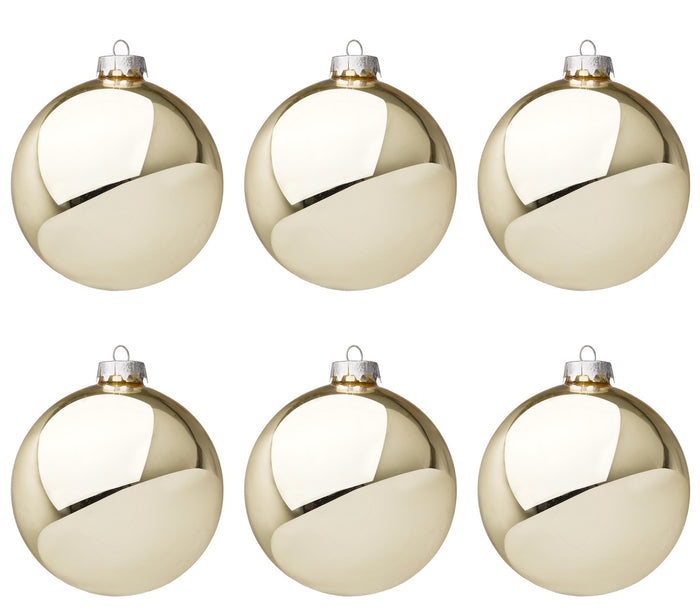 Palle di Natale in Vetro Oro Chiaro Lucido per Albero Addobbi Ø 60 80 100 mm Dimensioni: 80 mm