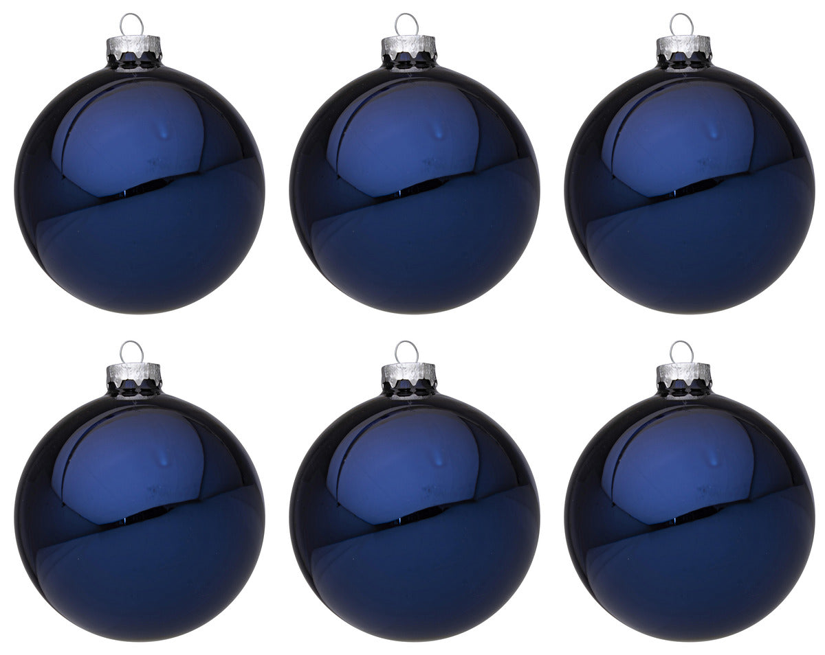 Palline di Natale in Vetro Blu Lucido Addobbi Decorazioni Natalizie Albero Diametro: 80 mm