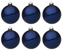 Palline di Natale in Vetro Blu Lucido Addobbi Decorazioni Natalizie Albero Diametro: 80 mm