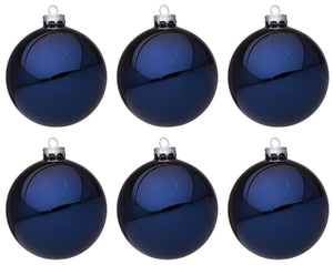 Palline di Natale in Vetro Blu Lucido Addobbi Decorazioni Natalizie Albero Diametro: 80 mm