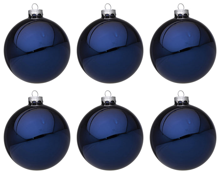 Palline di Natale in Vetro Blu Lucido Addobbi Decorazioni Natalizie Albero Diametro: 80 mm