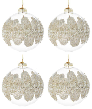 Palline di Natale in Vetro Trasparenti Argento Grandi Addobbi Albero Decorazioni